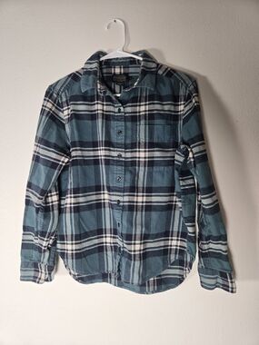 Pendleton Teal, Navy & White Plaid Button-Up Shirt